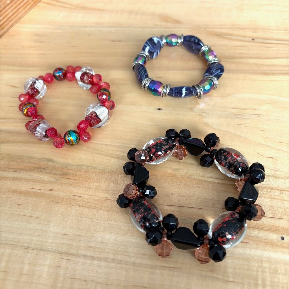 Three Stretch Bracelets Large Size